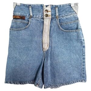 Vintage Whales High-Waisted Denim Cotton Shorts Coastal Casual Retro